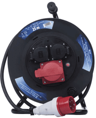EMOS vanjski produžni kabel na kolut, 25 m, 3 utičnice, gumeni, 230V/400V, 1,5 mm2 (P192250)
