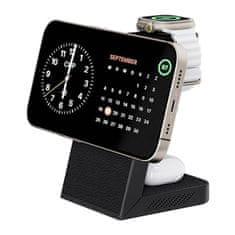 INVZI Bežična punjač INVZI MGF7B 3 u 1, 15W, crna - Ultraspora punjenja za iPhone, Apple Watch i AirPods