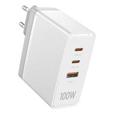 Vention Vention 3-Port GaN Punjač 100W, 2x USB-C i 1x USB-A, Bijeli