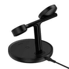 BASEUS Baseus Indukcijski punjač 3u1 15W MagSafe s postoljem - Crni