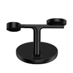 BASEUS Baseus Indukcijski punjač 3u1 15W MagSafe s postoljem - Crni