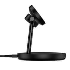 BASEUS Baseus Indukcijski punjač 3u1 15W MagSafe s postoljem - Crni