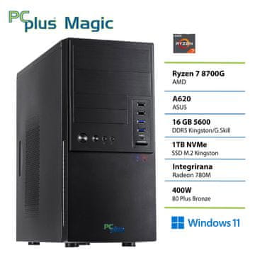 PCplus Magic Ryzen 7 8700G 16GB 1TB SSD Windows 11 Pro stolno računalo