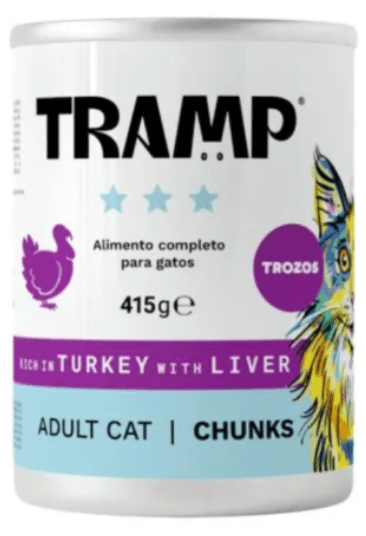 Tramp Pašteta za odrasle mačke, puretina i jetra, 8 x 415 g