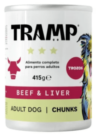  Tramp koščki govedine in jeter za odrasle pse, 8 x 415 g