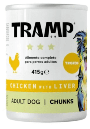  Tramp koščki piščanca z jetri za odrasle pse, 8 x 415 g