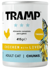 Tramp Komadići piletine i jetrica za odrasle mačke, 8 x 415 g