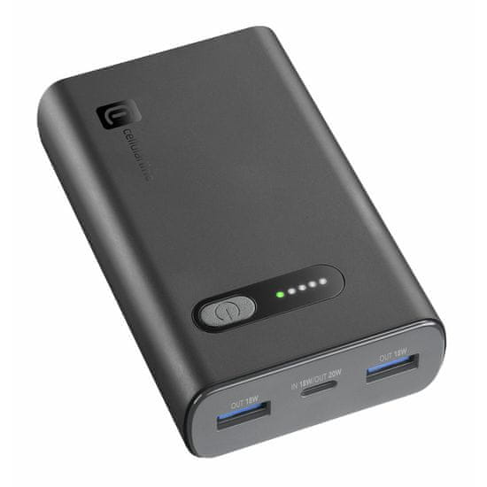 CellularLine Brza prijenosna baterija, 10000mAh, crna (PBFAST01PD10000K)