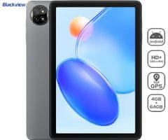 Blackview TAB 20 WIFI tablet, Gemini AI, 4GB + 64GB, IPS HD+, Android, GPS, +maska, sivi
