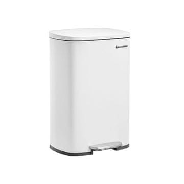 Songmics Metalna pedala kanta za smeće, 50 l, s unutarnjom posudom, mekim zatvaranjem, bijele boje