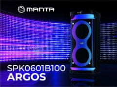 Manta SPK0601B100 Argos prijenosni karaoke zvučnik, BT, RGB LED, 100 W