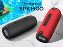 Manta SPK15GO prijenosni zvučnik, BT, FM radio, 20 W, TWS, baterija, + remen, crni (Eclipse Black)