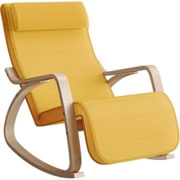 Songmics Umirujuća drvena ljuljačka s podesivim osloncem žuta