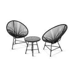 Denis Bistro set 3-dijelni, čelik, PE ratan