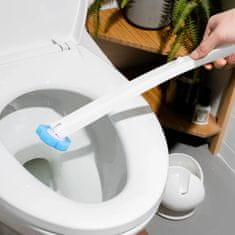 Netscroll Stenski set za čišćenje WC školjke s dugom drškom, ergonomska drška, zamjenjive spužve, kompaktnog dizajna, higijenski set za wc školjku, WcSet