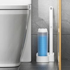 Netscroll Stenski set za čišćenje WC školjke s dugom drškom, ergonomska drška, zamjenjive spužve, kompaktnog dizajna, higijenski set za wc školjku, WcSet