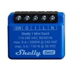 Shelly Rele 1 Mini Gen. 3 WLAN BT maks. 8A 1-kanalni ugradbeni