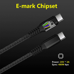BOT Podatkovni kabel USB-C na USB-C, 1,3 m