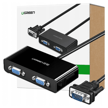 Ugreen 40254 VGA na 2x VGA video razdjelnik - 1 m (crni)