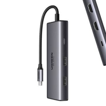 Ugreen Adapter Hub Usb 6U1 Za Macbook Prijenosno Računalo 2X Hdmi Usb C Pd 2X Usb A 30