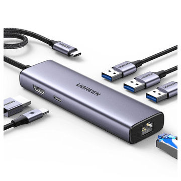 Ugreen Hub Usb-C Adapter Na Usb A Hdmi Rj45 Pd Višenamjenski Konvertor 6U1