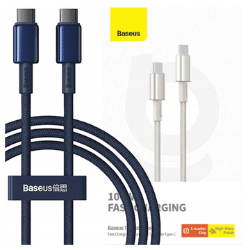 BASEUS Tungsten Gold USB-C na USB-C kabel, 100W, 1m (plavi)