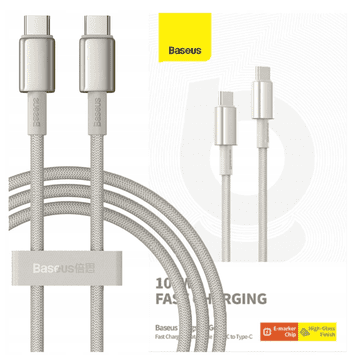 BASEUS Tungsten Gold USB-C na USB-C kabel, 100W, 1m (zlatni)