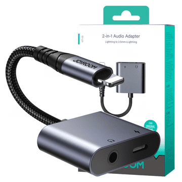 Joyroom SY-L01 2u1 audio adapter s lightning na 3,5 mm + lightning (crni)