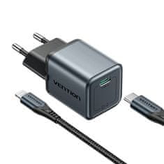 Vention Vention 20W GaN USB-C punjač s Lightning kablom 1m (Sivi) - brzo i sigurno punjenje