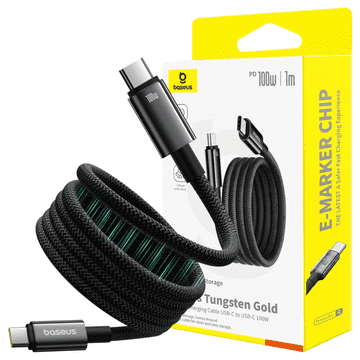 BASEUS Tungsten Gold USB-C na USB-C 100W USB kabel 1m (crni)