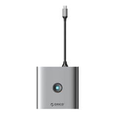 Orico Adapter Hub 6w1 Orico, HDMI 4K, 2x USB-A 3.0, USB-C, 100W PD, Sivi