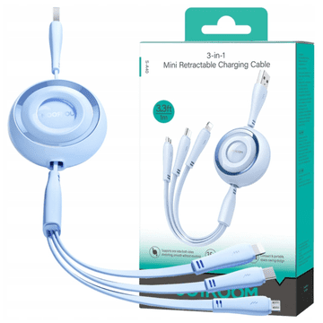 Joyroom 3u1 šareni USB na USB-C/Lightning/Micro USB kabel 3.5A, 1m (plavi)