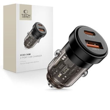 Tech-protect CC03 AUTO PUNJAČ S 2 PRIKLJUČKA PD30W/QC3.0 CRNI