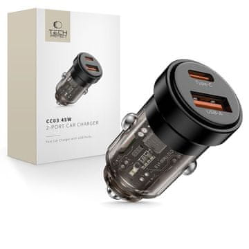 Tech-protect CC03 AUTO PUNJAČ S 2 PRIKLJUČKA PD45W/QC3.0 CRNI