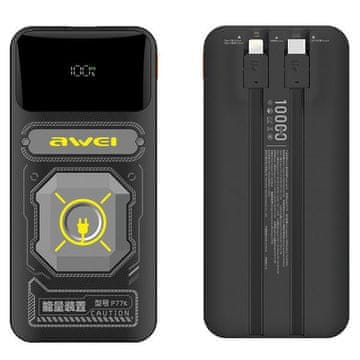 Awei Power Bank s Lightning/USB-C kabelom 10000mAh 22.5W crna