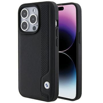 Bmw Futrola BMW kožna s plavim točkicama za iPhone 15 Pro Max - Crna