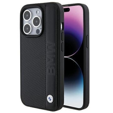Bmw Futrola BMW kožna s uzorkom teksture i pruge za iPhone 15 Pro - Crna