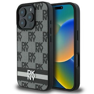 DKNY iPhone 16 Pro tvrda futrola s kariranim uzorkom, crna