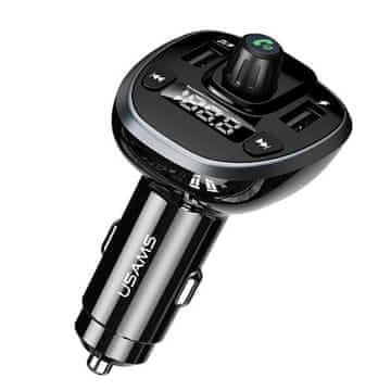 USAMS C21 hands-free komplet s FM odašiljačem, Bluetooth 5.0, MP3, 2xUSB 3.4A crno/crno CC115GC01 (US-CC115)