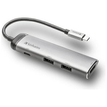 Verbatim Verbatim Adapter Hub Usb-C 2Xusb-A 3.0 Hdmi Za Prijenosno Računalo Aluminijski