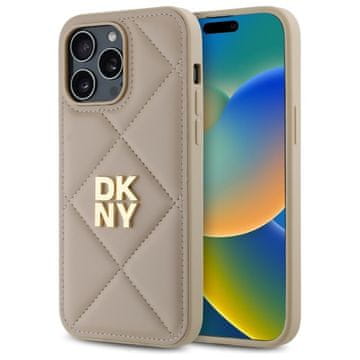DKNY Bež prošivena futrola s logom za iPhone 14 Pro Max