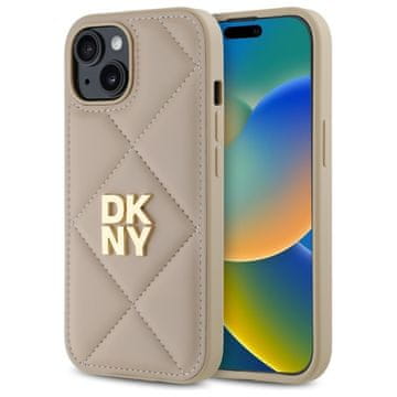 DKNY Futrola za iPhone 15 Quilted Stack Logo bež