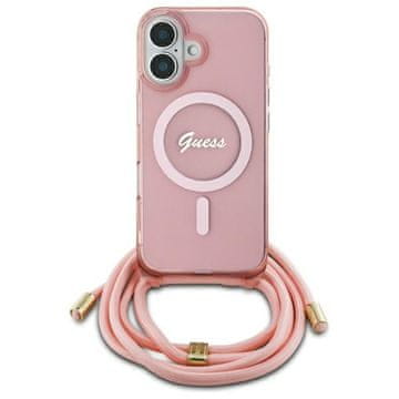 Guess Guess Tvrda Futrola Za Iphone 16 6.1 Crossbody Kabl S Natpisom Za Magsafe