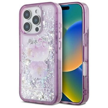 HELLO KITTY Liquid Glitter maskica za iPhone 16 Pro s , ljubičasta