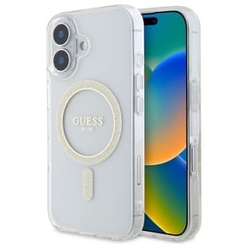 Guess Guess Tvrda Futrola Za Iphone 16 Plus 6.7 Za Magsafe S Šljokicama I Krugom