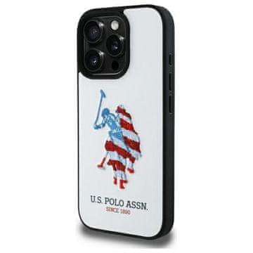 U.S. Polo Assn. Kožna maska za iPhone 15 Pro Max US Polo, velika, bijela