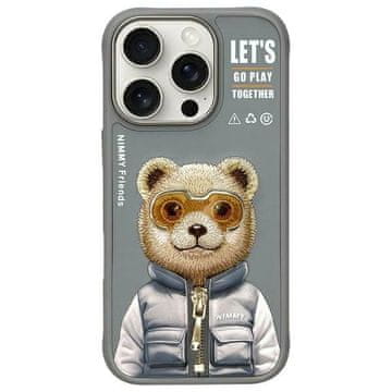 M&M Futrola za iPhone 16 Pro Cool&Cute 2.0 s medvjedićem, siva