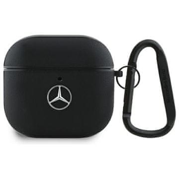 MERCEDES kožna futrola za AirPods 4 s metalnim logotipom crna