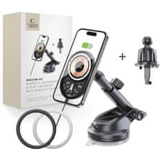 Tech-protect TECH-PROTECT MM15W-V6 magnetski nosač za auto s bežičnim punjačem 15W za nadzornu ploču i ventilaciju, crni/interijer