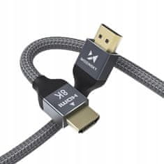 WOZINSKY HDMI 2.1 kabel 8K 60 Hz 48 Gbps / 4K 120 Hz / 2K 144 Hz 2 m srebrni (WHDMI-20)